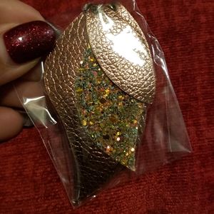 Bronze and green tone leaf earrings